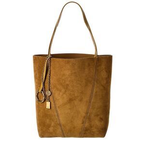 Chloé Spin Medium Suede & Leather Tote, Brown
